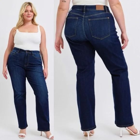Judy blue High-Rise Straight Fit Size 14W Dark Wash Style JB82627 - Picture 2 of 9